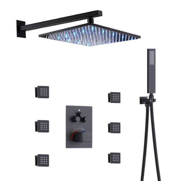 Wonderland America 3 Way LED Thermostatic Complete Shower System with